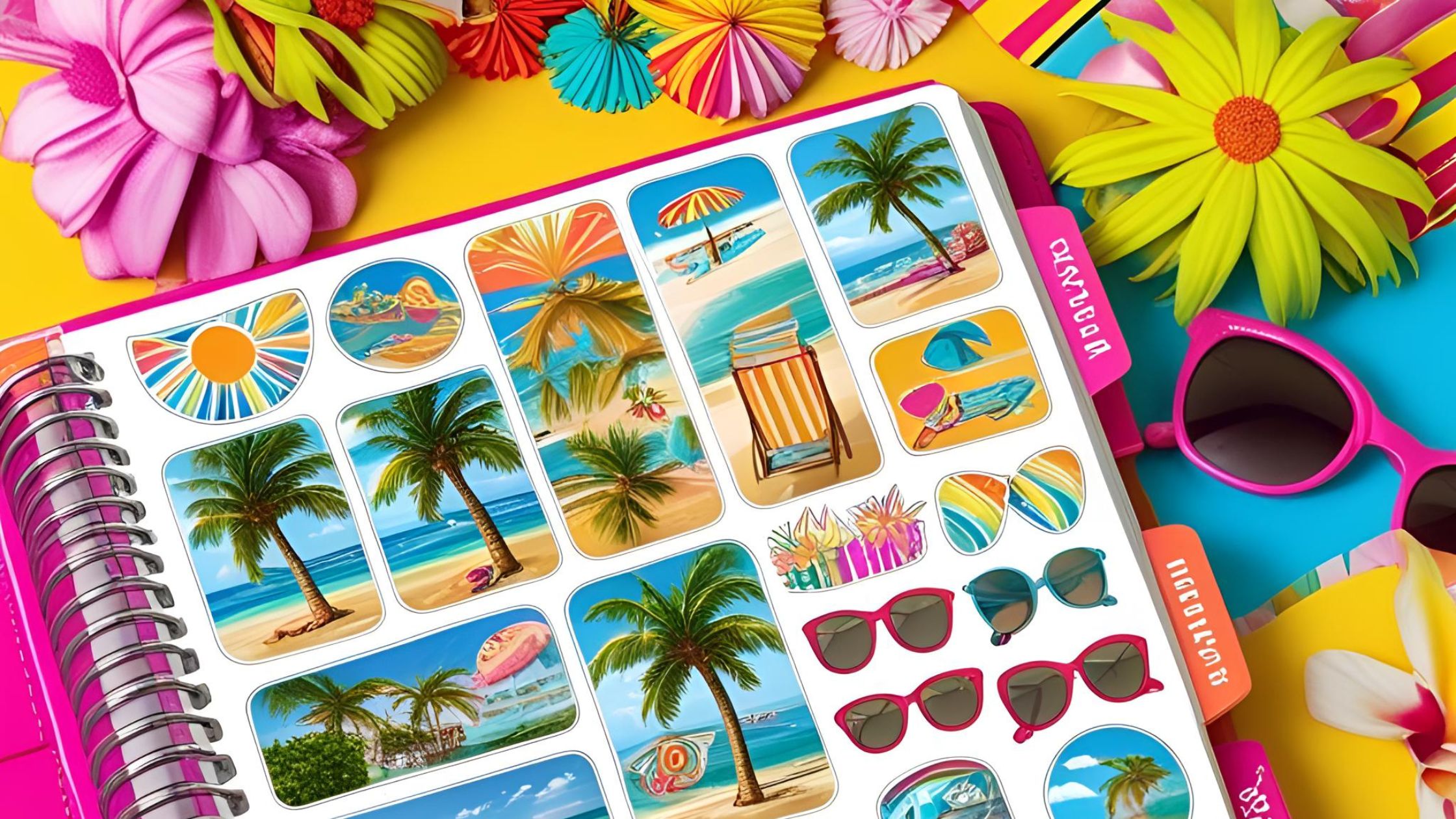 Summer planner stickers for organizing vacation plans and seasonal activities