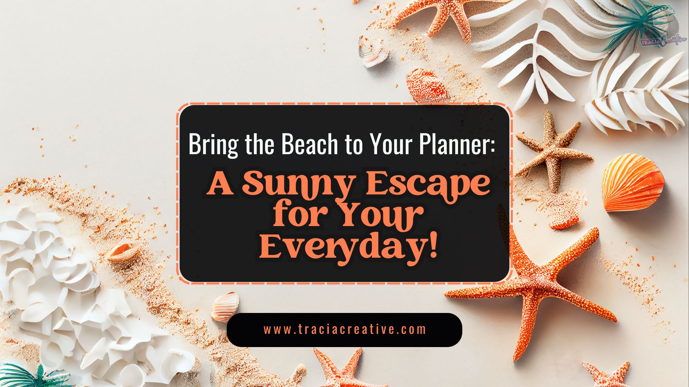 Beach Planner Stickers arranged with a planner and pen.