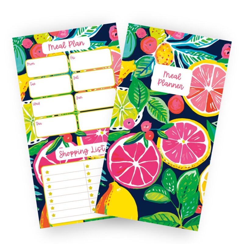 Family using printable grocery list at supermarket