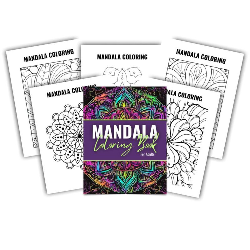 100 mandala coloring pages printed on textured paper