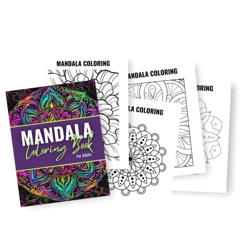 100 mandala coloring pages printed on textured paper