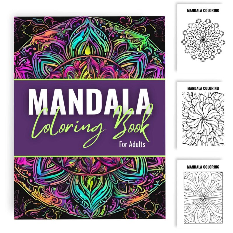 100 mandala coloring pages printed on textured paper