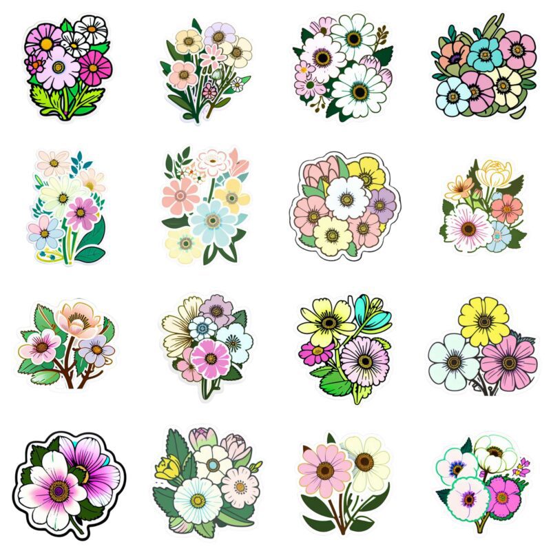 Neon flower stickers for GoodNotes planner