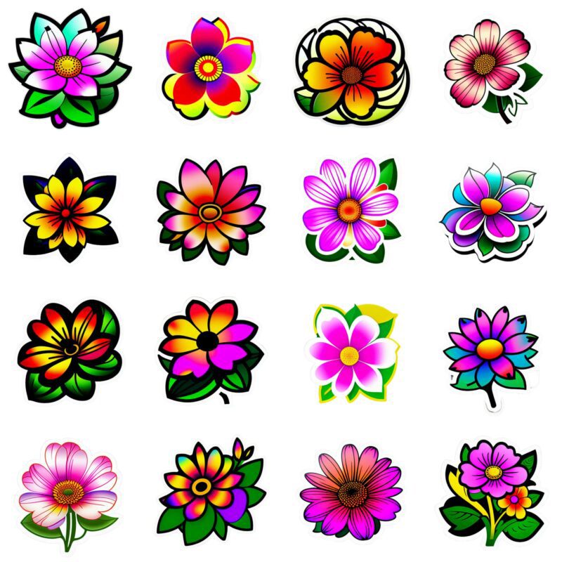 Floral Planner Stickers – 100 Pastel & Neon PNGs