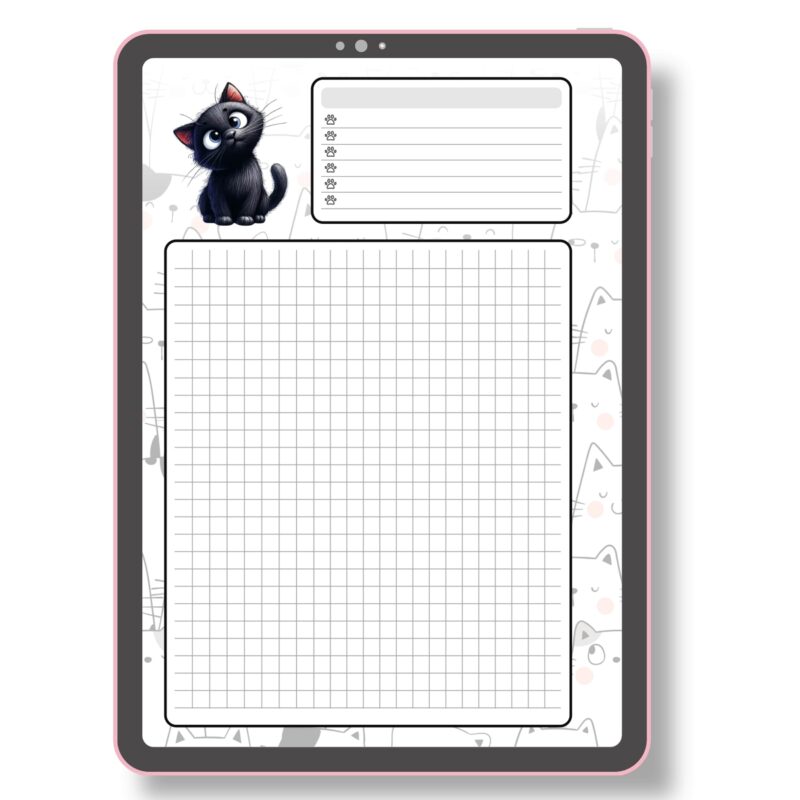Printable black cat notebook pages in A5 planner