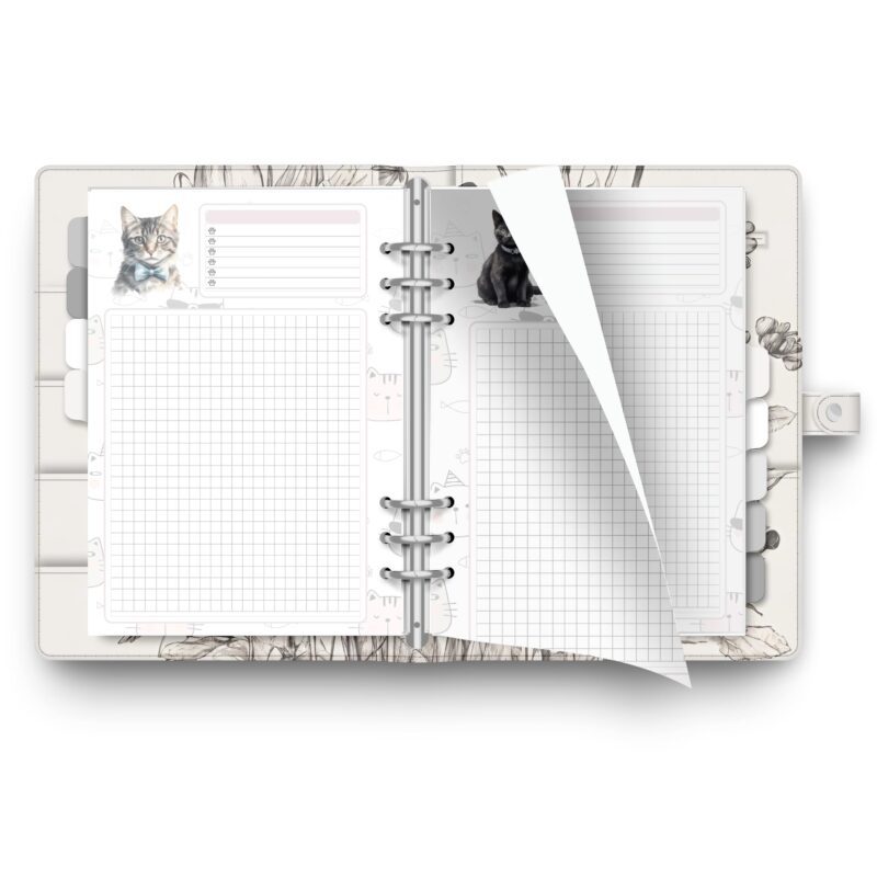A5 journal with cat-themed inserts