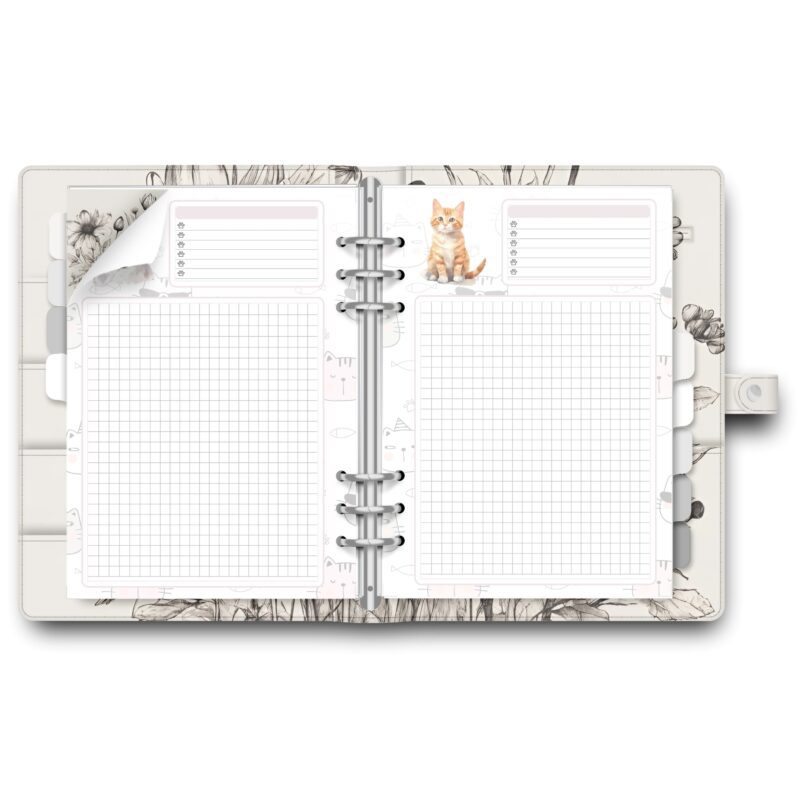 A5 journal with cat-themed inserts