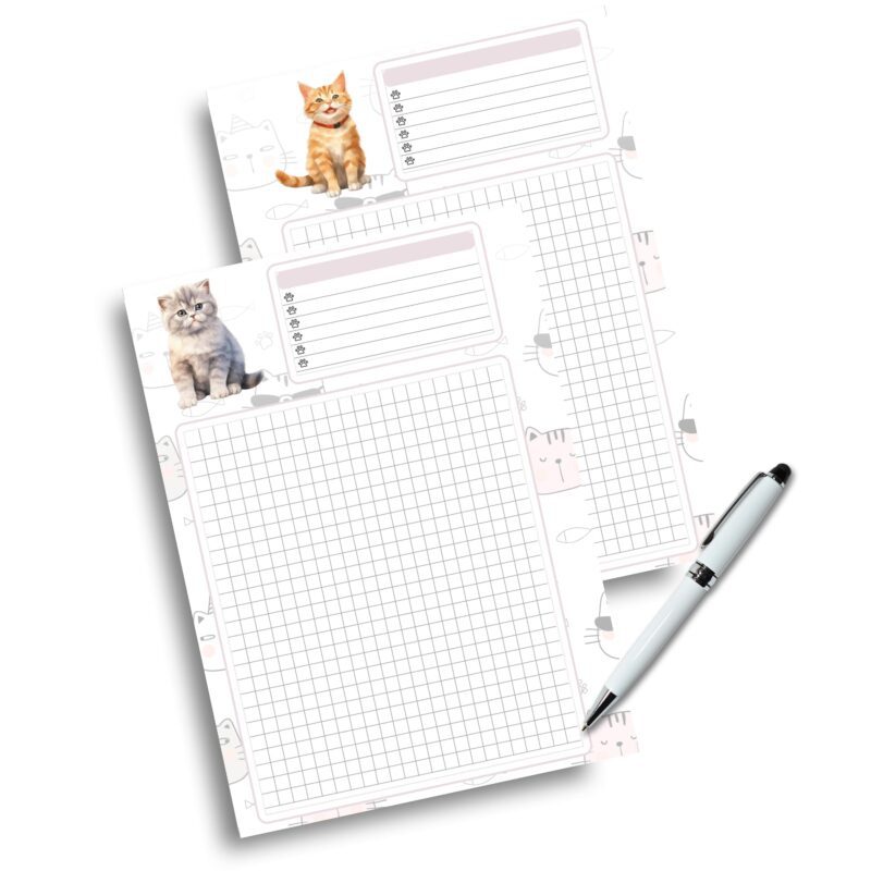 A5 journal with cat-themed inserts