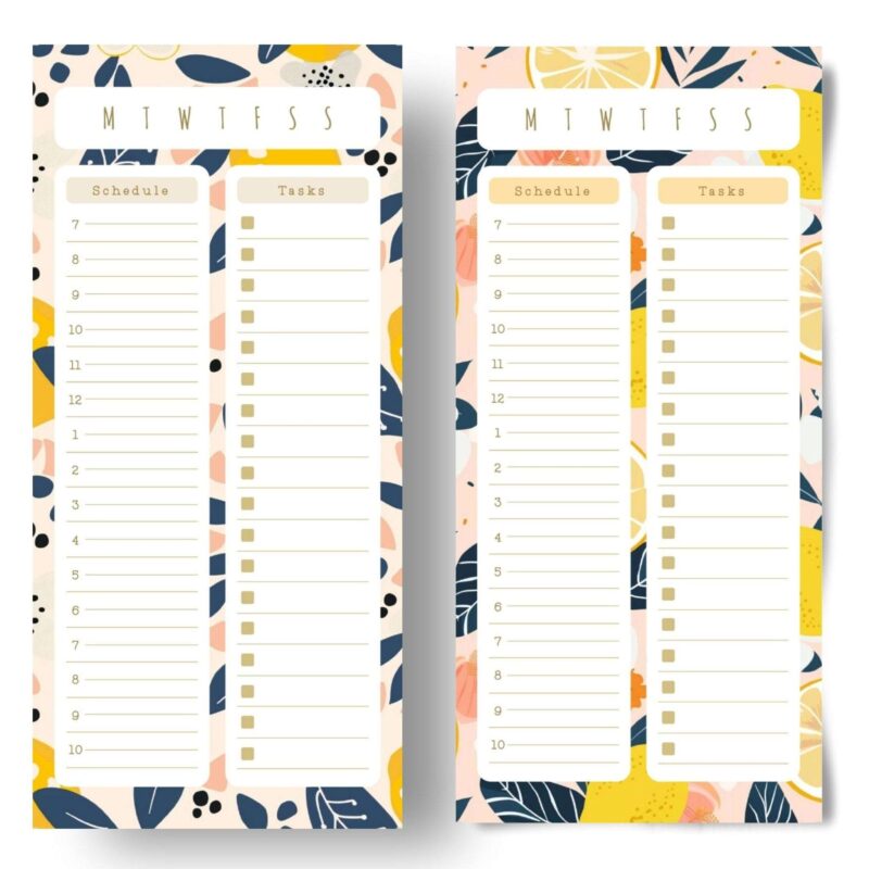 Printable daily notepads on a for A5 Planners