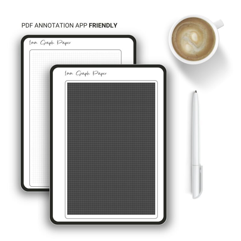 Digital planner with imported 1mm graph paper template