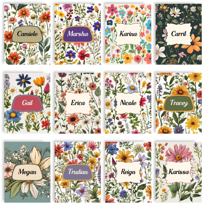Wildflower notebook covers collection showing all 20 designs