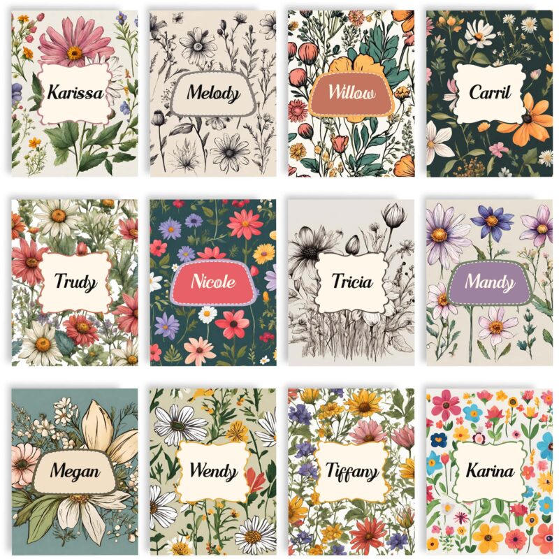 Wildflower notebook covers collection showing all 20 designs