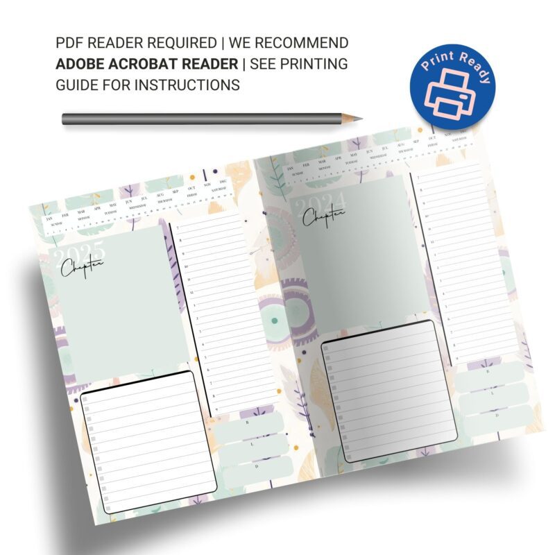 Printable daily planner in soft pastel colors showing daily layout with sections for tasks, appointments, and notes - undated 2024-2025 PDF download