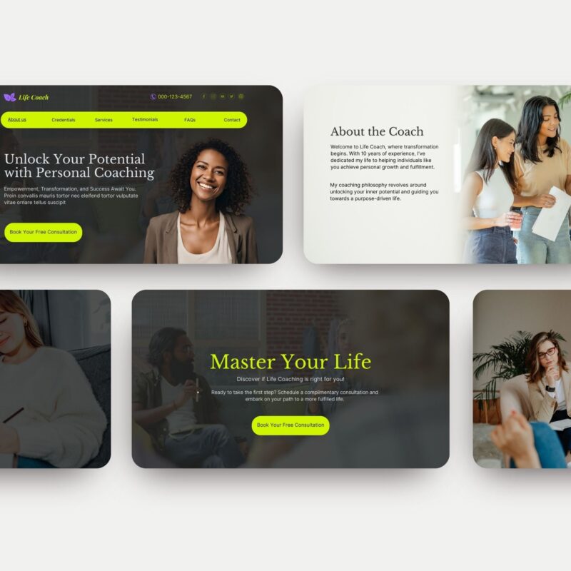 Editable Life Coach Canva website Template