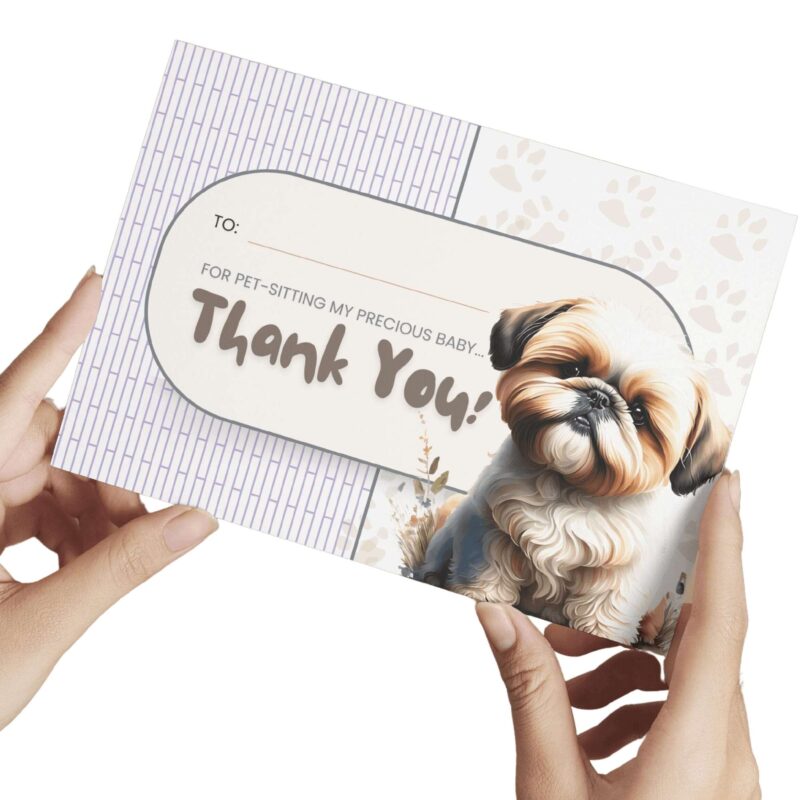 Set of three printable pet sitter thank you cards for download