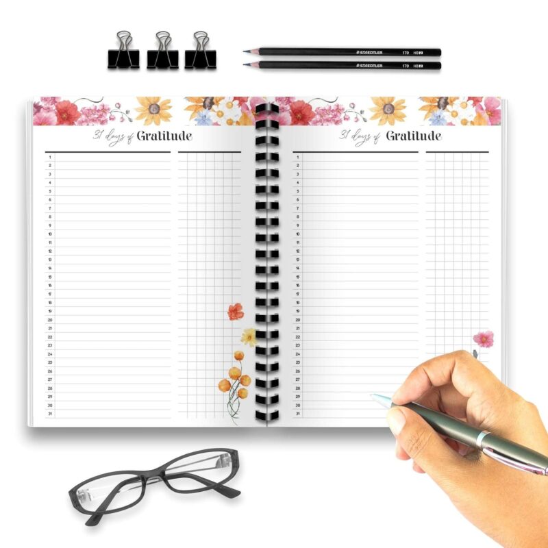 31 Days of Gratitude A5 Planner Printable PDF with Daily slots