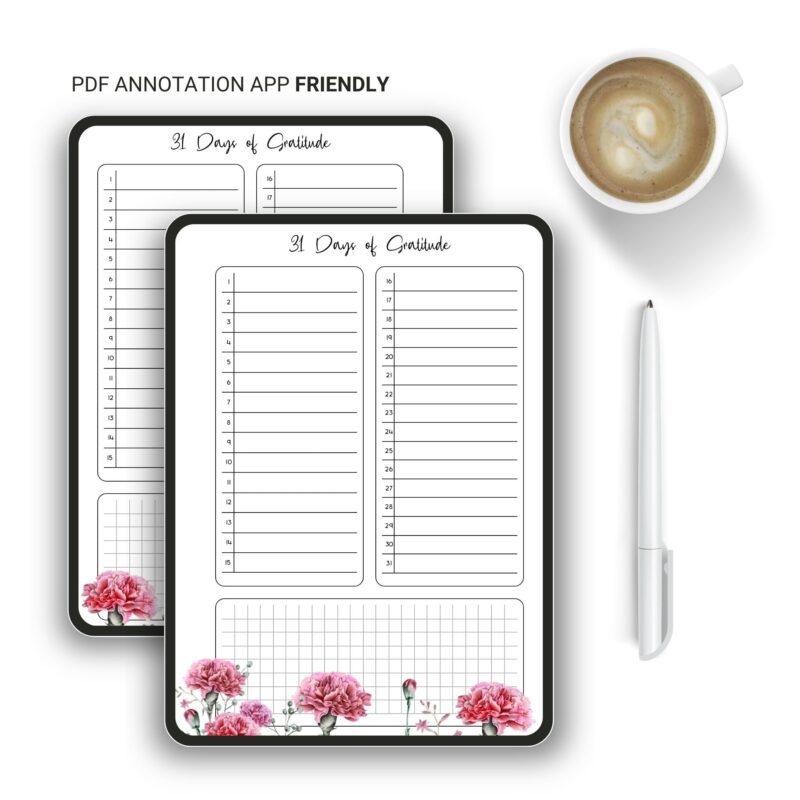 31 Days of Gratitude Journal | Printable Daily Reflection & Positivity