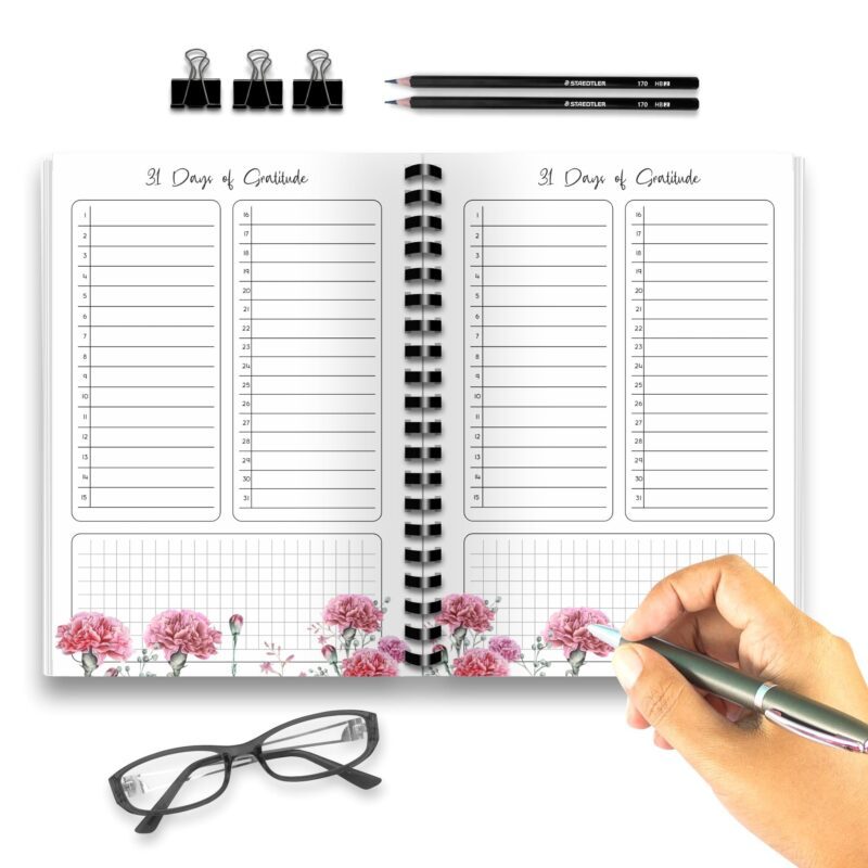31 Days of Gratitude Journal | Printable Daily Reflection & Positivity