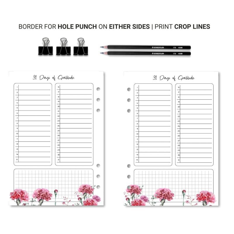 31 Days of Gratitude Journal | Printable Daily Reflection & Positivity