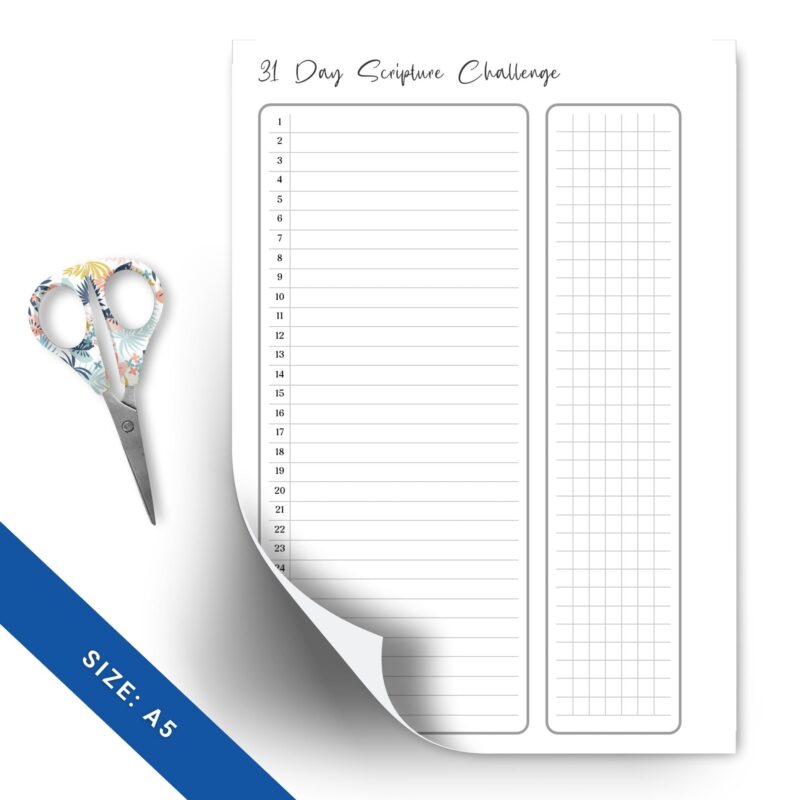 31-Day Bible Scripture Challenge Planner Insert in A5 planner