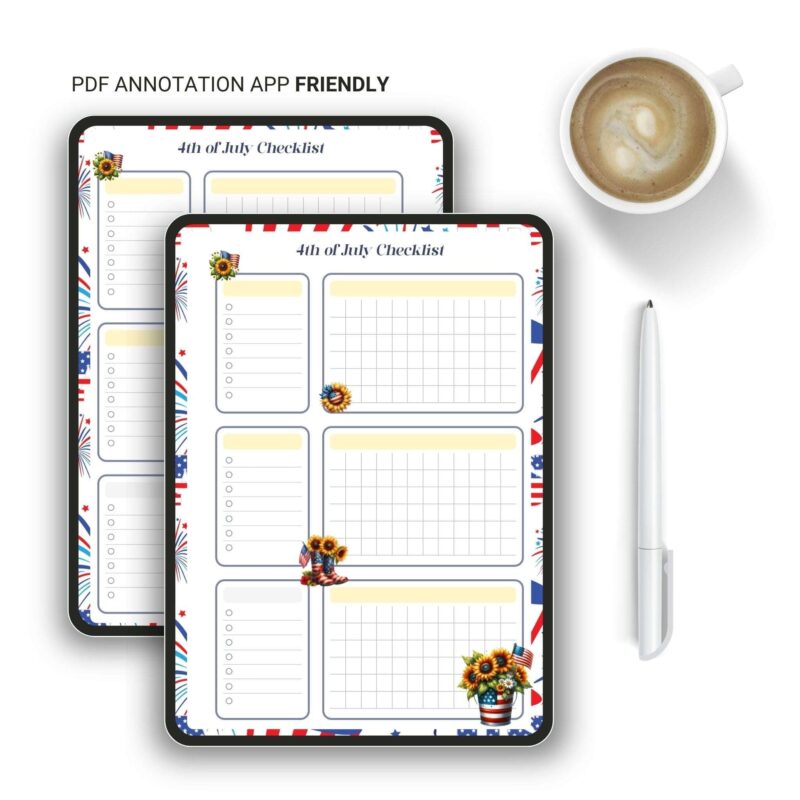 A5 Holiday Planning Insert for 4th of July