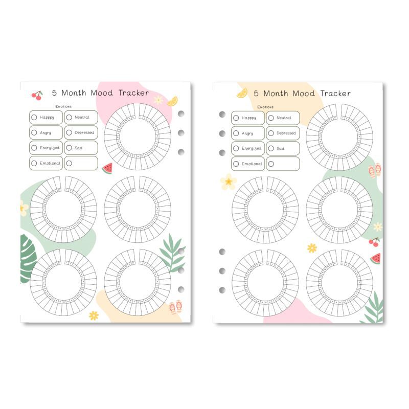 A5 mood tracker to identify emotional patterns