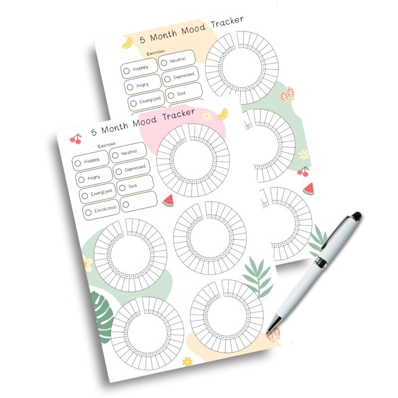 Daily mood tracker PDF for mental health awareness