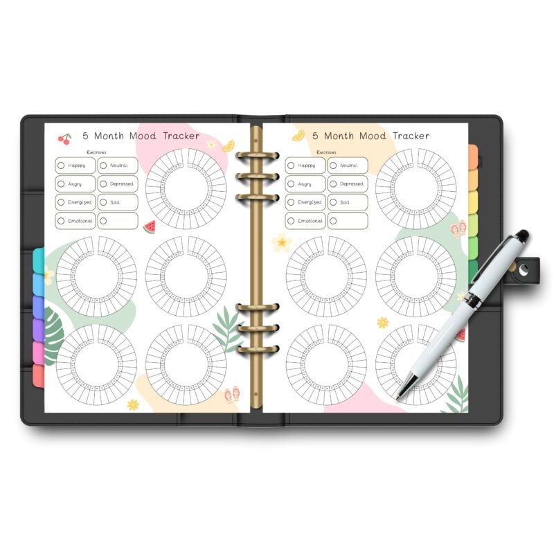 A5 mood tracker to identify emotional patterns