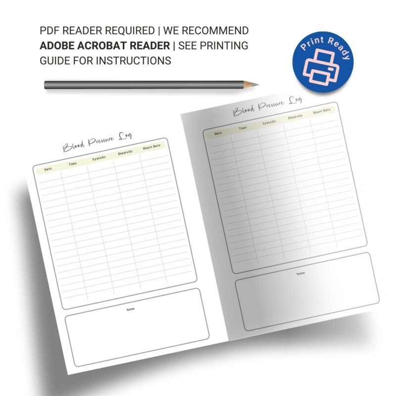 Printable health tracker for blood pressure monitoring