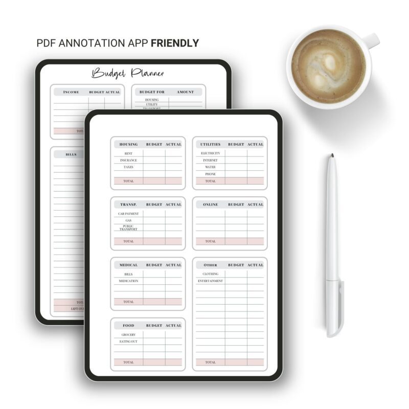 Printable budget tracker for financial planning