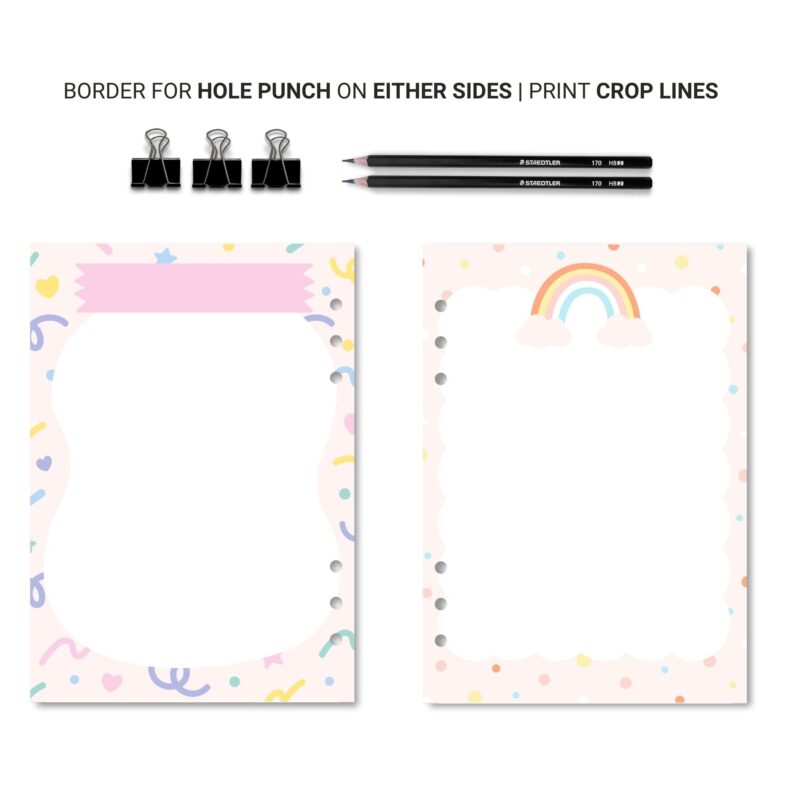 Printable A5 notepad for planners