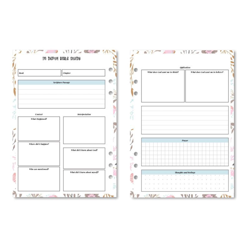 Organized Bible study notes with interpretation prompts