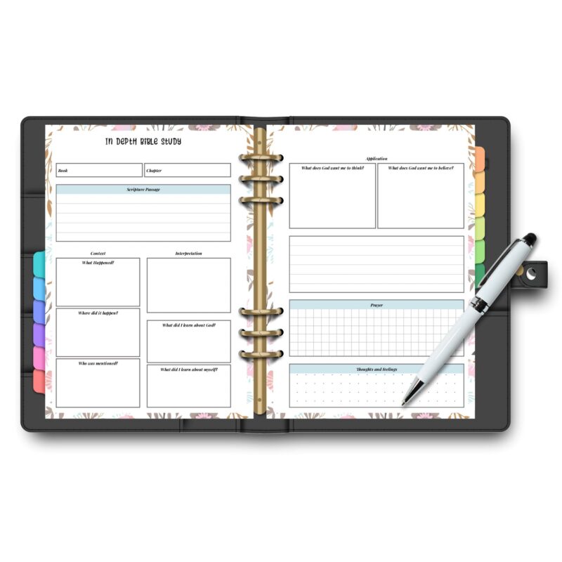 Organized Bible study notes with interpretation prompts