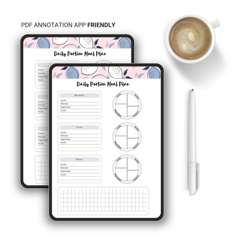 Daily food log and portion tracker