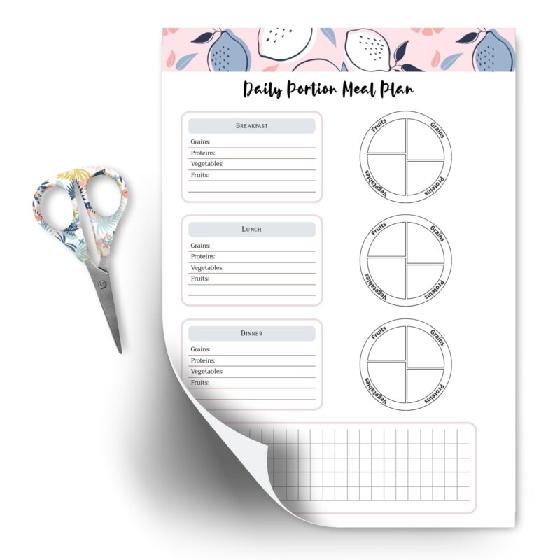 A5 Daily Meal Planner Insert for portion control