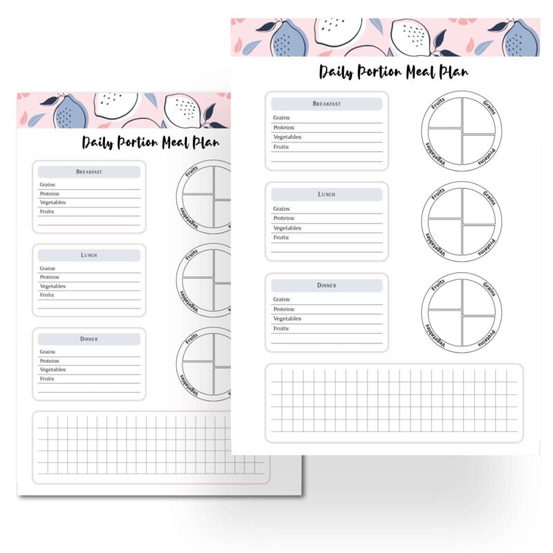 Printable nutrition tracker for healthy meal planning