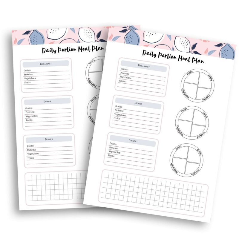 A5 Daily Meal Planner Insert for portion control