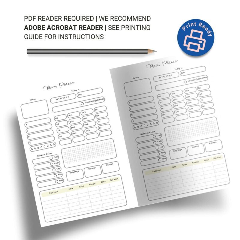Minimalist A5 fitness planner on a workout mat