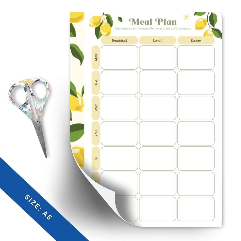 Orchard-themed A5 meal planner for healthy eating habits