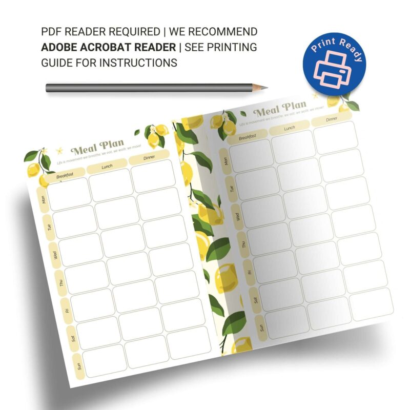Printable weekly meal planner with stylish design
