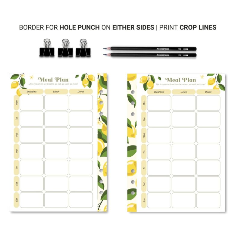 Orchard-themed A5 meal planner for healthy eating habits
