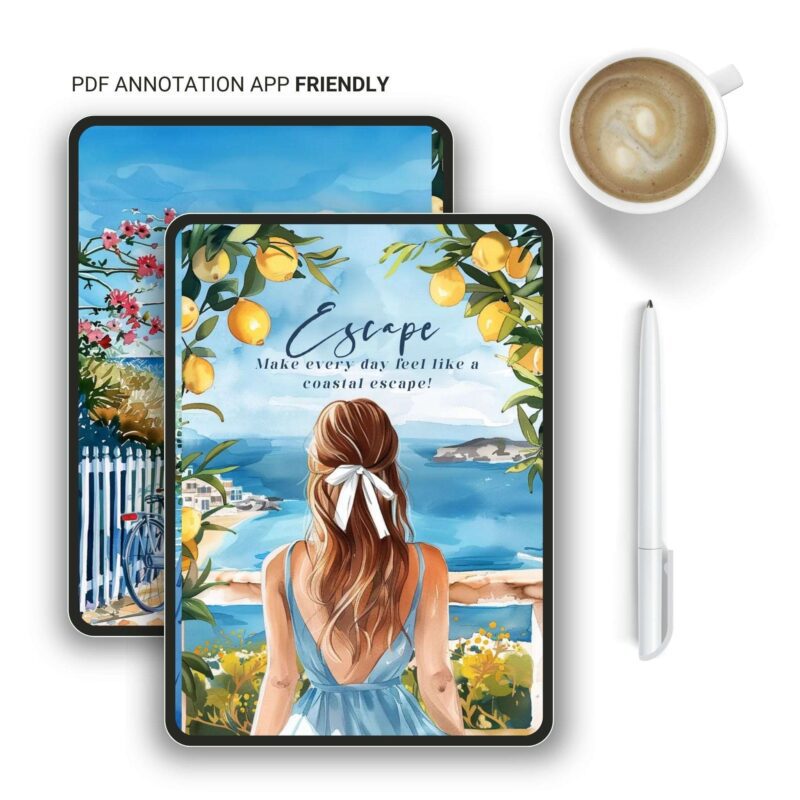 Two-Page Coastal Planner Dashboard for A5 Binders