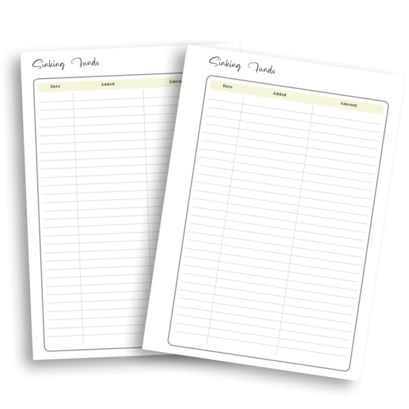 Printable Sinking Funds Planner Insert for A5 Binders
