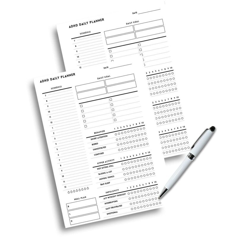 Hyperactivity and meal tracking in ADHD planner