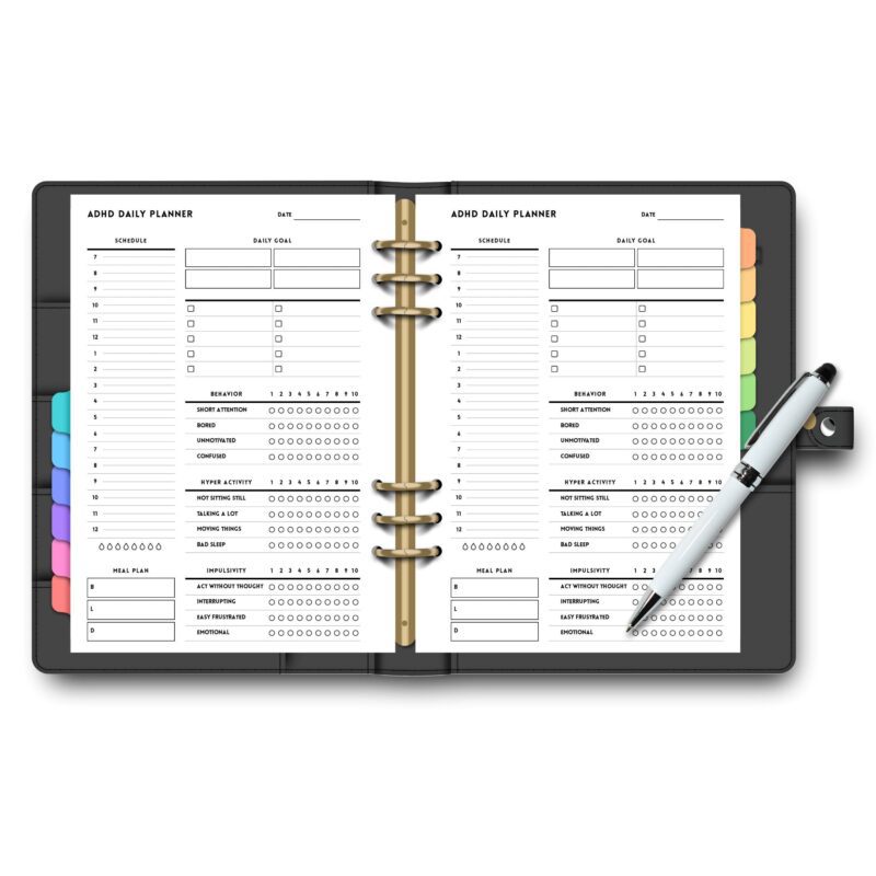 Printable ADHD Daily Planner Insert on desk