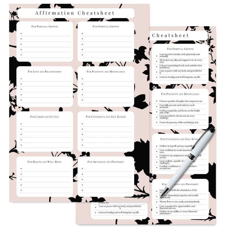 Printable Affirmation Cheat Sheet for Manifestation