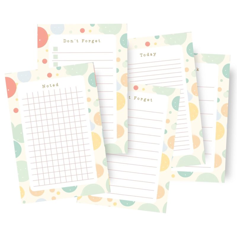 Printable notepad insert with pastel dots design