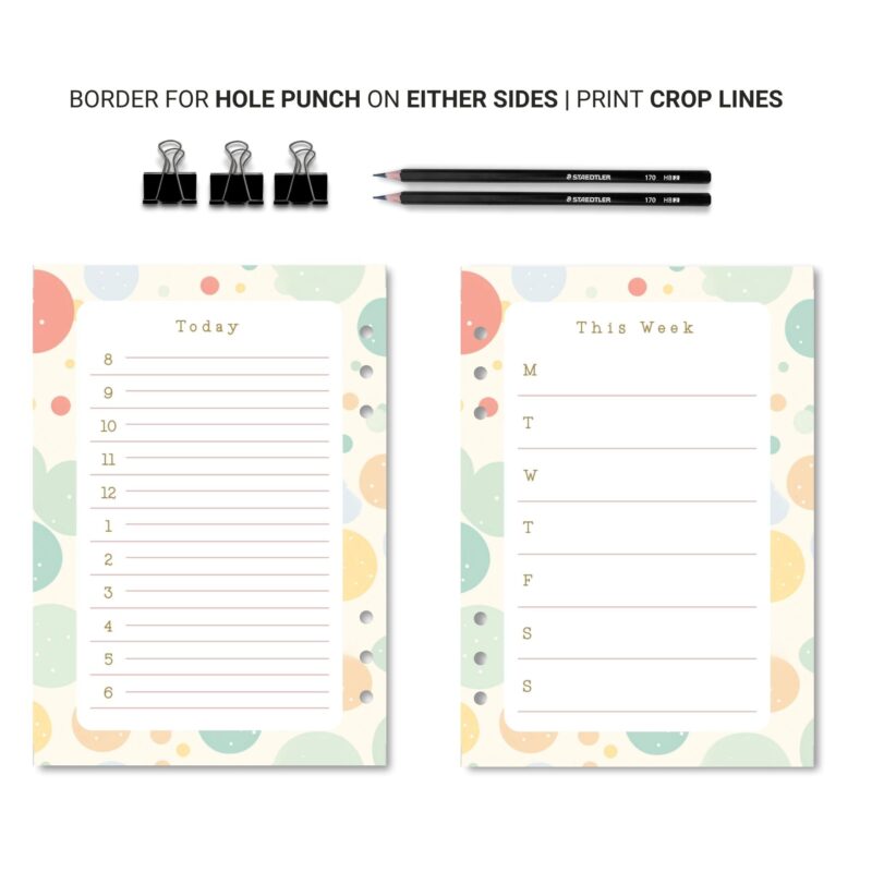 Printable weekly overview notepad page