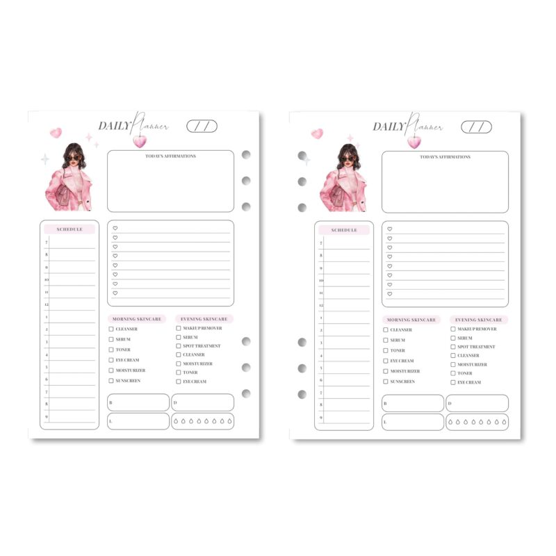 Printable PDF planner for skincare and affirmations
