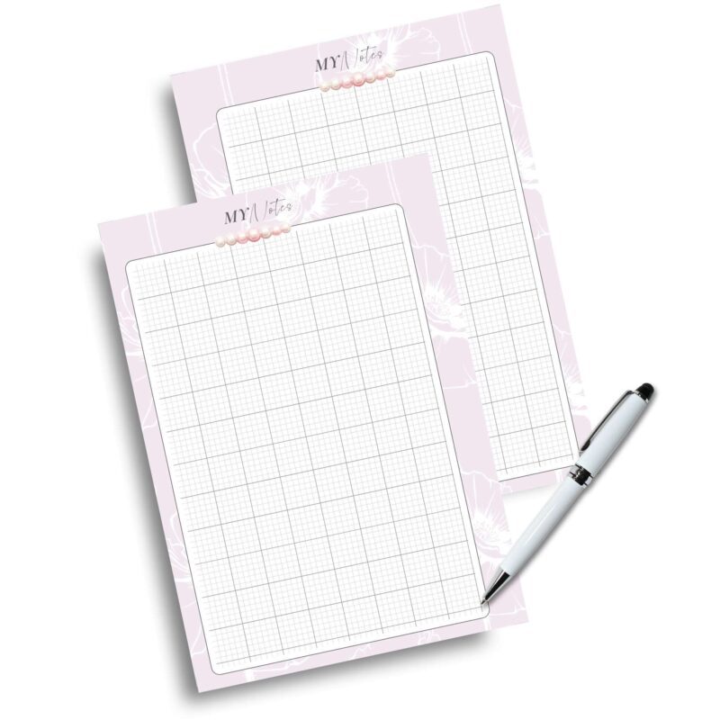 A5 printable beauty notes with grid layout